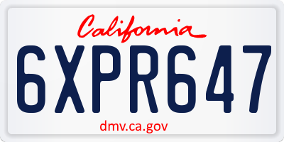 CA license plate 6XPR647