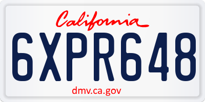 CA license plate 6XPR648