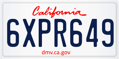 CA license plate 6XPR649