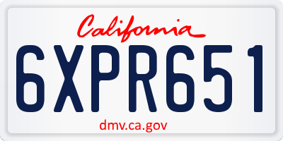 CA license plate 6XPR651