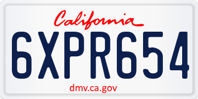 CA license plate 6XPR654