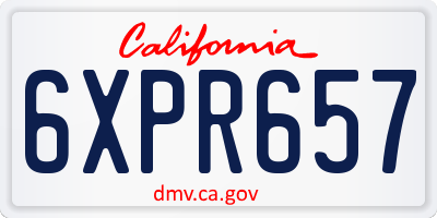 CA license plate 6XPR657