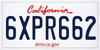 CA license plate 6XPR662