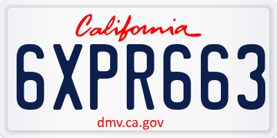 CA license plate 6XPR663