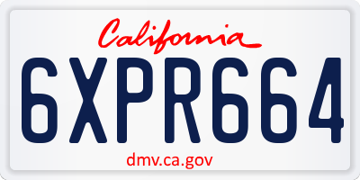 CA license plate 6XPR664