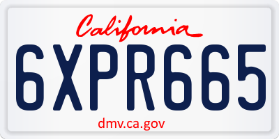 CA license plate 6XPR665