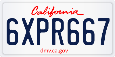 CA license plate 6XPR667