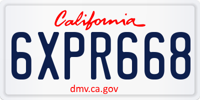 CA license plate 6XPR668