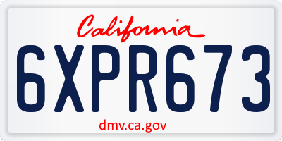 CA license plate 6XPR673