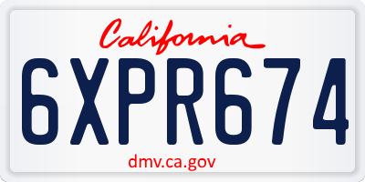 CA license plate 6XPR674