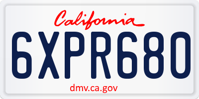 CA license plate 6XPR680