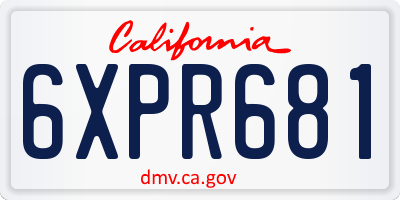 CA license plate 6XPR681