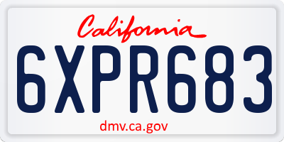 CA license plate 6XPR683