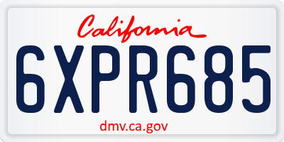 CA license plate 6XPR685