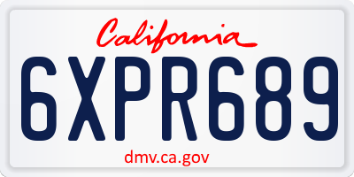CA license plate 6XPR689
