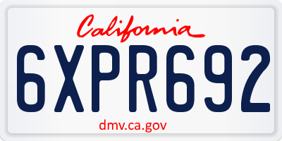 CA license plate 6XPR692