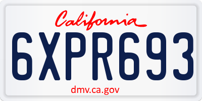 CA license plate 6XPR693