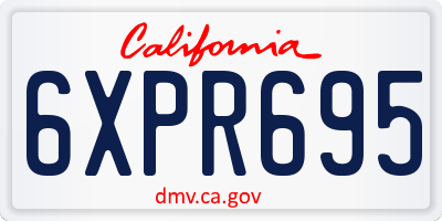 CA license plate 6XPR695