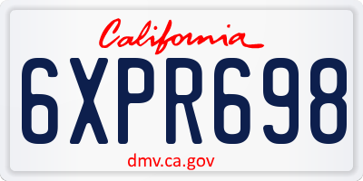 CA license plate 6XPR698