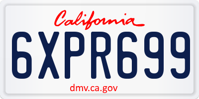 CA license plate 6XPR699