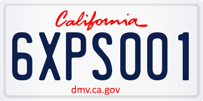 CA license plate 6XPS001