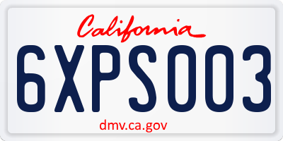 CA license plate 6XPS003