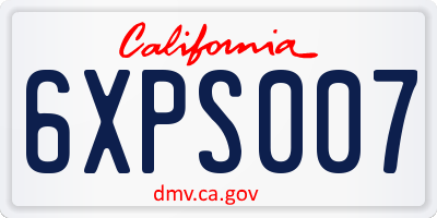 CA license plate 6XPS007