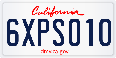 CA license plate 6XPS010
