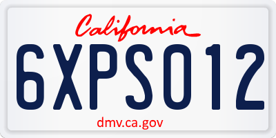 CA license plate 6XPS012