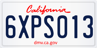 CA license plate 6XPS013