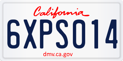 CA license plate 6XPS014