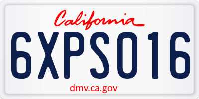 CA license plate 6XPS016