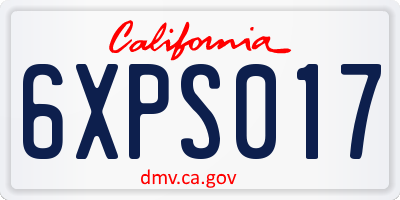 CA license plate 6XPS017