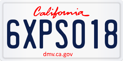 CA license plate 6XPS018