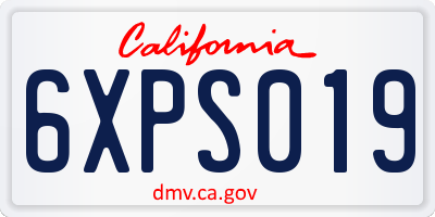 CA license plate 6XPS019