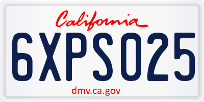 CA license plate 6XPS025