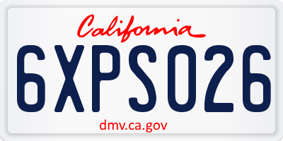 CA license plate 6XPS026