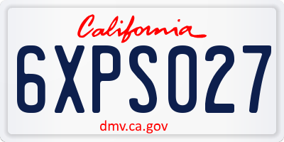 CA license plate 6XPS027