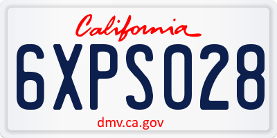 CA license plate 6XPS028
