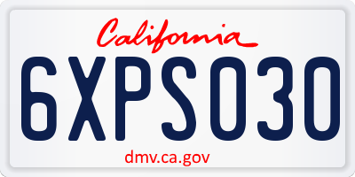 CA license plate 6XPS030