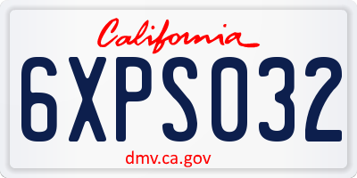 CA license plate 6XPS032