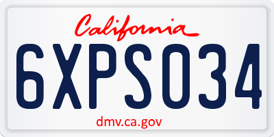 CA license plate 6XPS034