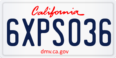 CA license plate 6XPS036