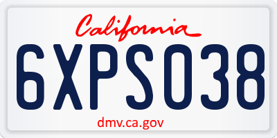 CA license plate 6XPS038
