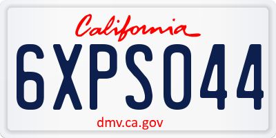 CA license plate 6XPS044