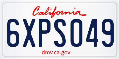 CA license plate 6XPS049
