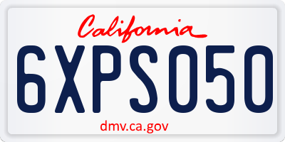 CA license plate 6XPS050