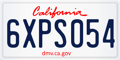 CA license plate 6XPS054