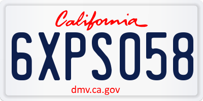 CA license plate 6XPS058