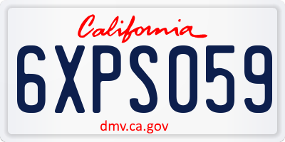 CA license plate 6XPS059